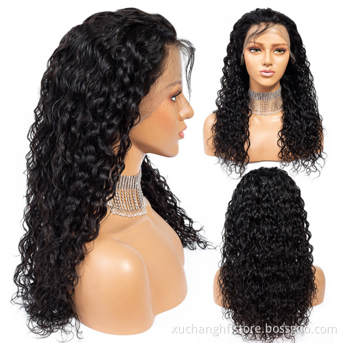 Wholesale HD Water Wave Lace Front Wig , Virgin Human Hair Curly Full Lace Wig, Pre-pluck 13x6 Lace Frontal Wig For Black Women